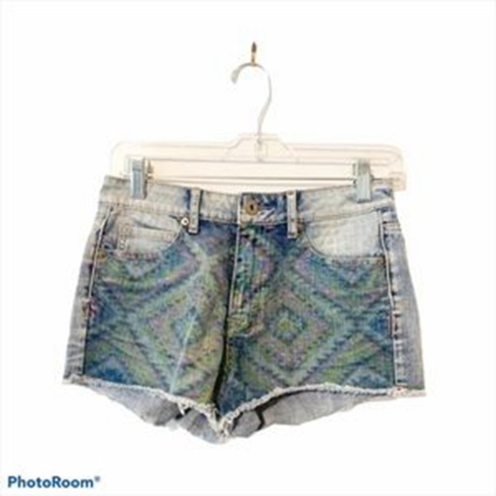 Faded Glory Blue Geometric Print Women's Shorts 4